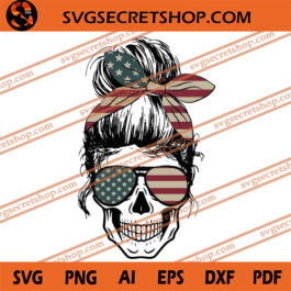 America Skull Girl SVG