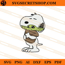 Snoopy Hug Baby Yoda SVG