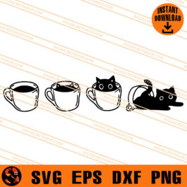 Black Cat With Cup SVG