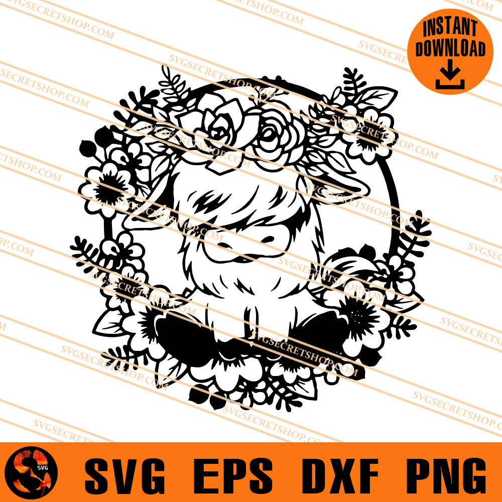 Free Free 111 Flower Silhouette Highland Cow Svg SVG PNG EPS DXF File