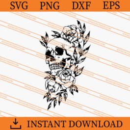 Skull and Flowers SVG