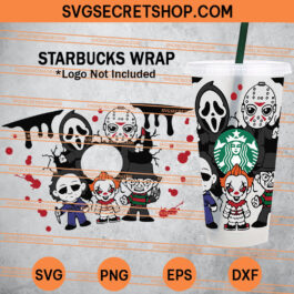 Horror Movie Characters Starbucks Cup SVG