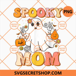 Groovy Spooky Mom Ghost Boo Halloween PNG