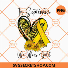 In September We Wear Gold Childhood Cancer Awareness Ribbon PNG