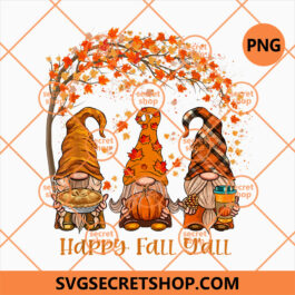 Happy Fall Y'all Gnome Pumpkin Autumn Leaves Thanksgiving PNG