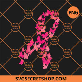 Pink Ribbon Butterfly Breast Cancer Awareness PNG