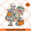 Skeleton Riding Mummy Dinosaur T Rex Halloween PNG