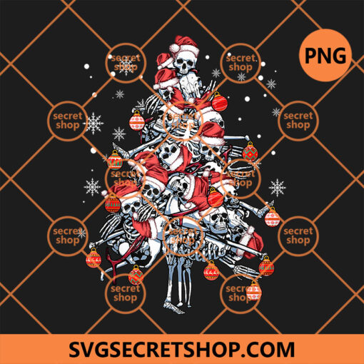 Sugar Skull Santa Hat Christmas Tree PNG