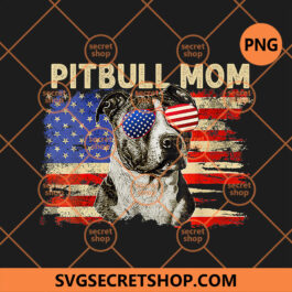 Pitbull Mom American Flag