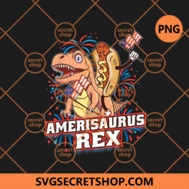 Amerisaurus Rex Hot Dog And Dinosaur 4th of July