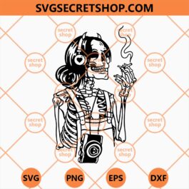 Skeleton Girl Smoking Weed SVG
